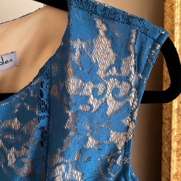 Danny and Nicole Teal Lace Fit and Flare Midi Dress - Picture 5 of 11